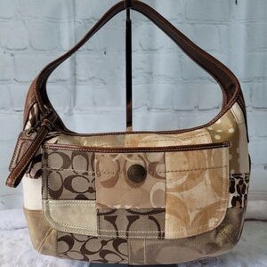 Coach Patchwork Shoulder Bag in Brown and Cream
